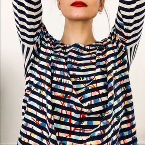 Michael De Feo For J.Crew Striped Graffiti Top